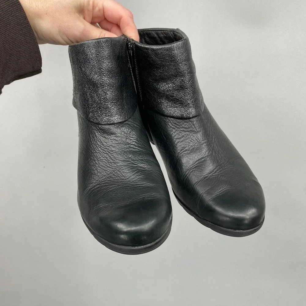 Mephisto Iris‎ Black Leather Glitter Ankle Boots Women Size 7.5 Air Jet Booties